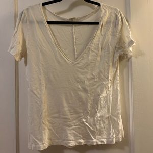 White V neck short sleeve